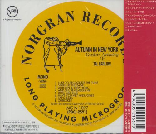 Tal Farlow Autumn In New York - Sealed Japanese CD album